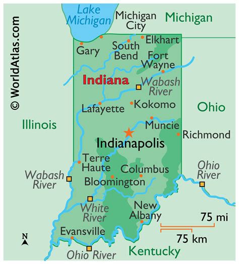 Map of Indiana with cities